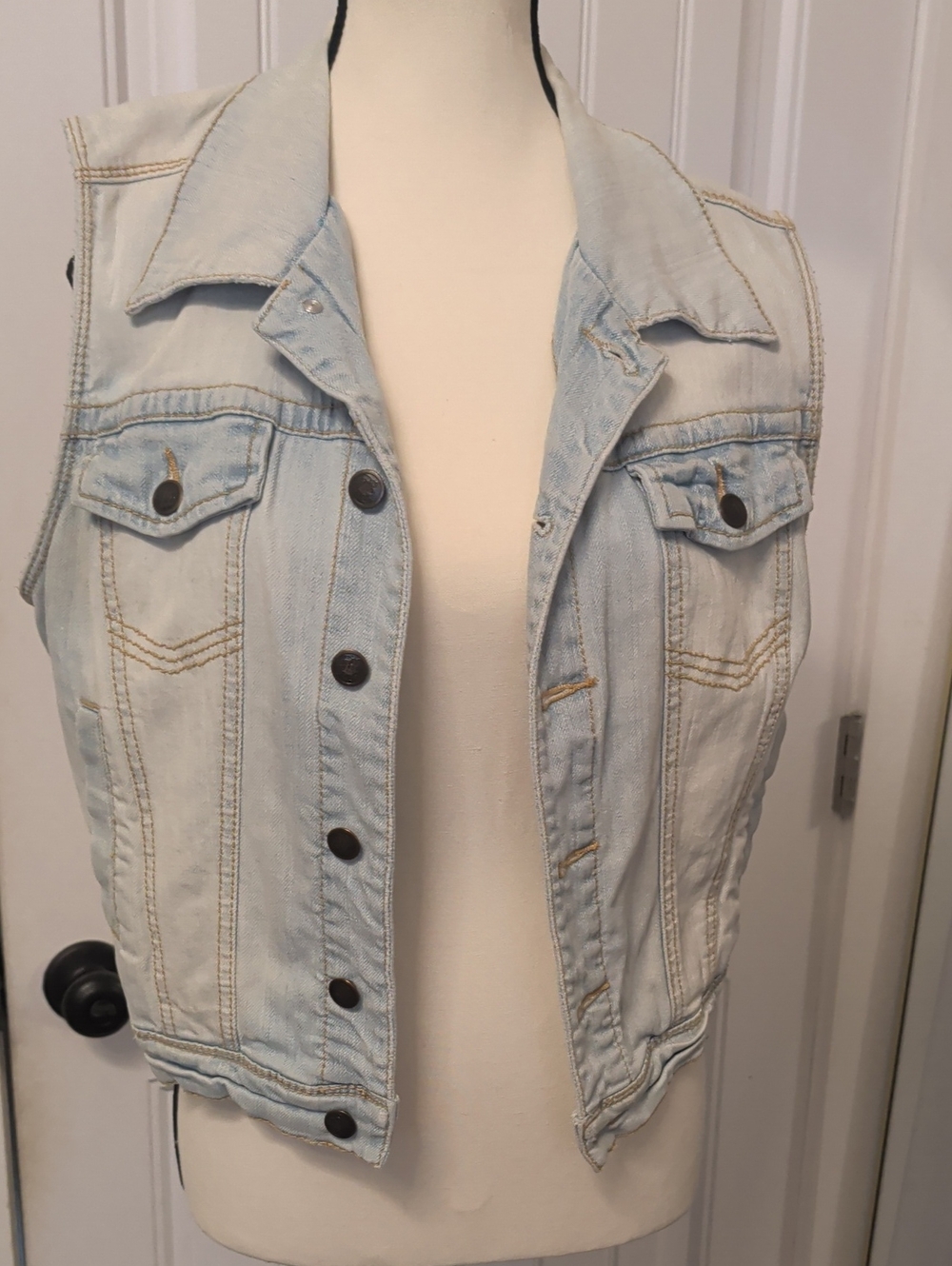 American Rag White Denim Vest with Button Detail